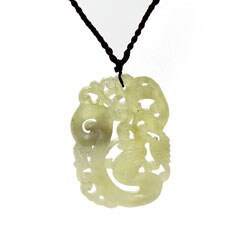 Jade Dragon and Tiger Cotton Necklace (China)