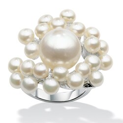 Angelina D'Andrea Sterling Silver Freshwater Pearl Ring (4mm, 11mm)