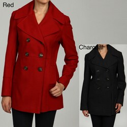 LNR by La Nouvelle Renaissance Women's Double-breasted Wool Pea Coat