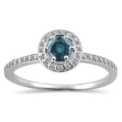 14k Gold 1/2ct TDW Blue and White Diamond Engagement Ring (I-J, I1-I2) colored diamond engagement rings