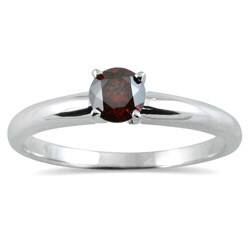 14k White Gold 1/4ct TDW Red Diamond Solitaire Engagement Ring colored diamond engagement rings