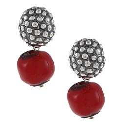Southwest Moon Sterling Silver Coral Earrings