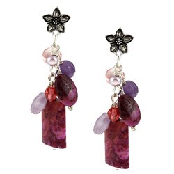 Charming Life Silvertone Multi-gemstone and Pearl Fiesta Earrings (4mm)