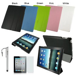 rooCASE 3-in-1 Ultra Slim Leather Smart Case Bundle for iPad 2