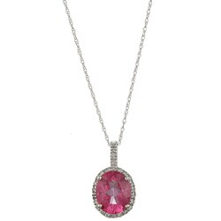 Viducci 10k Gold Pink Topaz/ 1/10 ct TDW Diamond Necklace (G-H, I1-I2) pink topaz necklace
