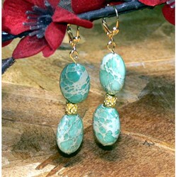 Susen Foster Goldplated 'Babbling Brook' Jasper Earrings
