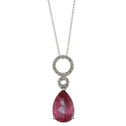 Viducci 10k Gold Pink Topaz and 1/10ct TDW Diamond Necklace (G-H, I1-I2) pink topaz necklace