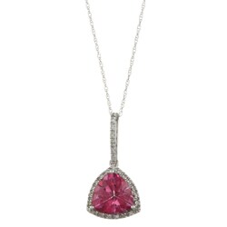Viducci 10k Gold Pink Topaz and 1/10ct TDW Diamond Necklace (G-H, I1-I2) pink topaz necklace