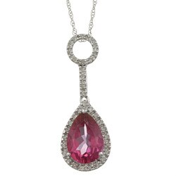 Viducci 10k Gold Pink Topaz and 1/6ct TDW Diamond Necklace (G-H, I1-I2) pink topaz necklace