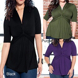 Kiyonna Women's Plus Size V-neck 3/4-sleeve Top