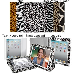 Apple iPad 2 Animal Print Folding Stand Case with Screen Protector