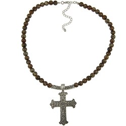 Crystale Tiger Eye Cross Necklace