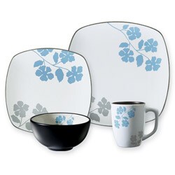 Corelle Hearthstone Floral Serenity Square 16-piece Dinnerware Set