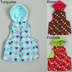 Pink Platinum Toddler Girl's Heart Puffer Vest