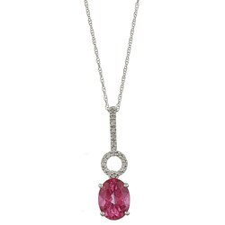 Viducci 10k Gold Pink Topaz and 1/10ct TDW Diamond Necklace (G-H, I1-I2) pink topaz necklace