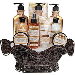 Beaute Essentielle Creme Brulee Bath Set in Country Woven Basket
