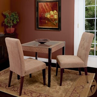 Tufted Cream Linen Dining Chairs (Set of 2)