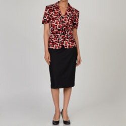 Emily Women's Plus Size Short-sleeve Printed Skirt Suit