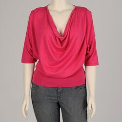 Womens Plus Size Raspberry Drape Neck Knit Top