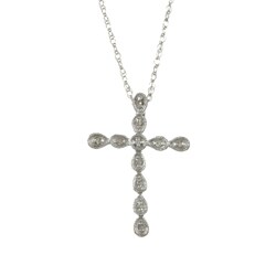 10k White Gold Diamond Accent Cross Necklace