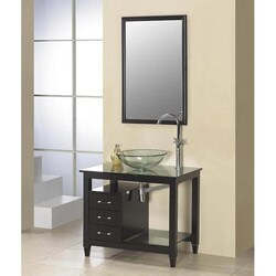 Modern Glass and Wood 33.5-inch Vanity Set