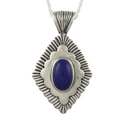 Southwest Moon Sterling Silver Oval Lapis Necklace