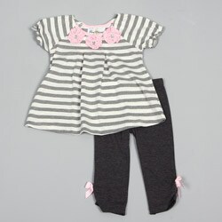 Rare Editions Infant Girl's Stripe Shirt and Legging Set