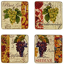 Certified International Wine Tour 10.5-inch Square Dinner Plates (Set of 4)