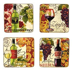 Certified International Wine Tour 8.5-in Square Salad/ Dessert Plates (Set of 4)
