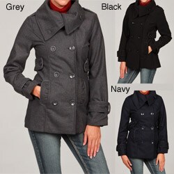 Last Kiss Women's 2-button Fold Over Collar Coat