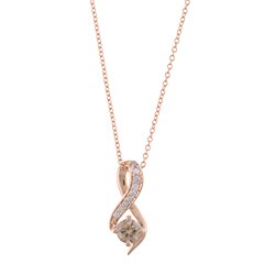 14k Pink Gold 1/2ct TDW Champagne and White Diamond Necklace (H-I, I2)