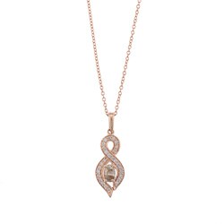 14k Pink Gold 3/8ct TDW Champagne and White Diamond Necklace (G-H, I2)