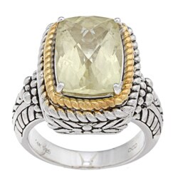 Oro Leoni 14k Gold and Silver Lemon Quartz Ring (Size 7)