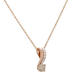14k Pink Gold 1/2ct TDW Champagne and White Diamond Necklace (G-H, I2)