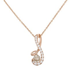 14k Pink Gold 5/8ct TDW Champagne and White Diamond Necklace (G-H, I2)