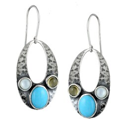 Silvermoon Silver Turquoise, Mother of Pearl and Citrine Earrings
