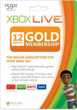 Xbox 360 - Live 12-Month Gold Subscription Card - By Microsoft