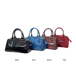 Michael Rome Patent Croco-embossed Leather Bowler Bag