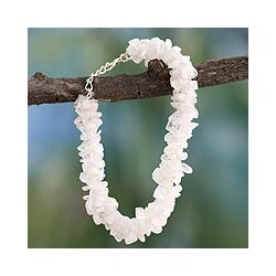 Sterling Silver 'Rainbow Gaze' Moonstone Beaded Bracelet (India)