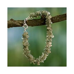 Sterling Silver 'Mysterious Song' Labradorite Beaded Bracelet (India)