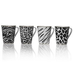 Animal Mugs - Mikasa Color Studio Black and White Animal Print Mugs (Set of 4)