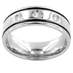 Stainless Steel Men's Cubic Zirconia Band