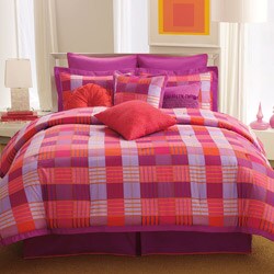 City Scene Brooklyn Plaid Pink Twin/ Twin XL 3-piece Comforter Set