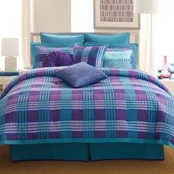 City Scene Brooklyn Plaid Turquoise Twin/ Twin XL 3-piece Comforter Set
