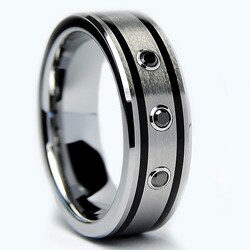 Tungsten Carbide Men's Black Diamond and Resin Band (7mm)