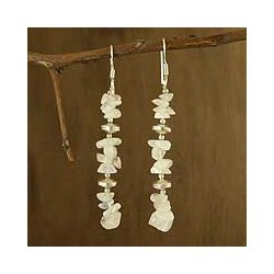 Sterling Silver 'Cloudfall' Moonstone Dangle Earrings (India)