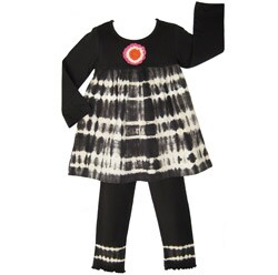 AnnLoren Girl's Tie-dye Baby Doll 2-piece Top and Pant Set