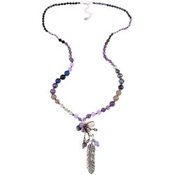 Silvertone Simulated Gemstone and Faux Pearl Necklace
