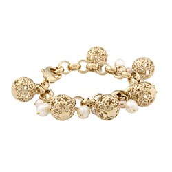 Rivka Friedman White and Pink Pearl Charm Bracelet (4-9mm)