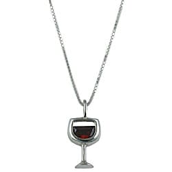 Silvermoon Sterling Silver Red Wine CZ Necklace